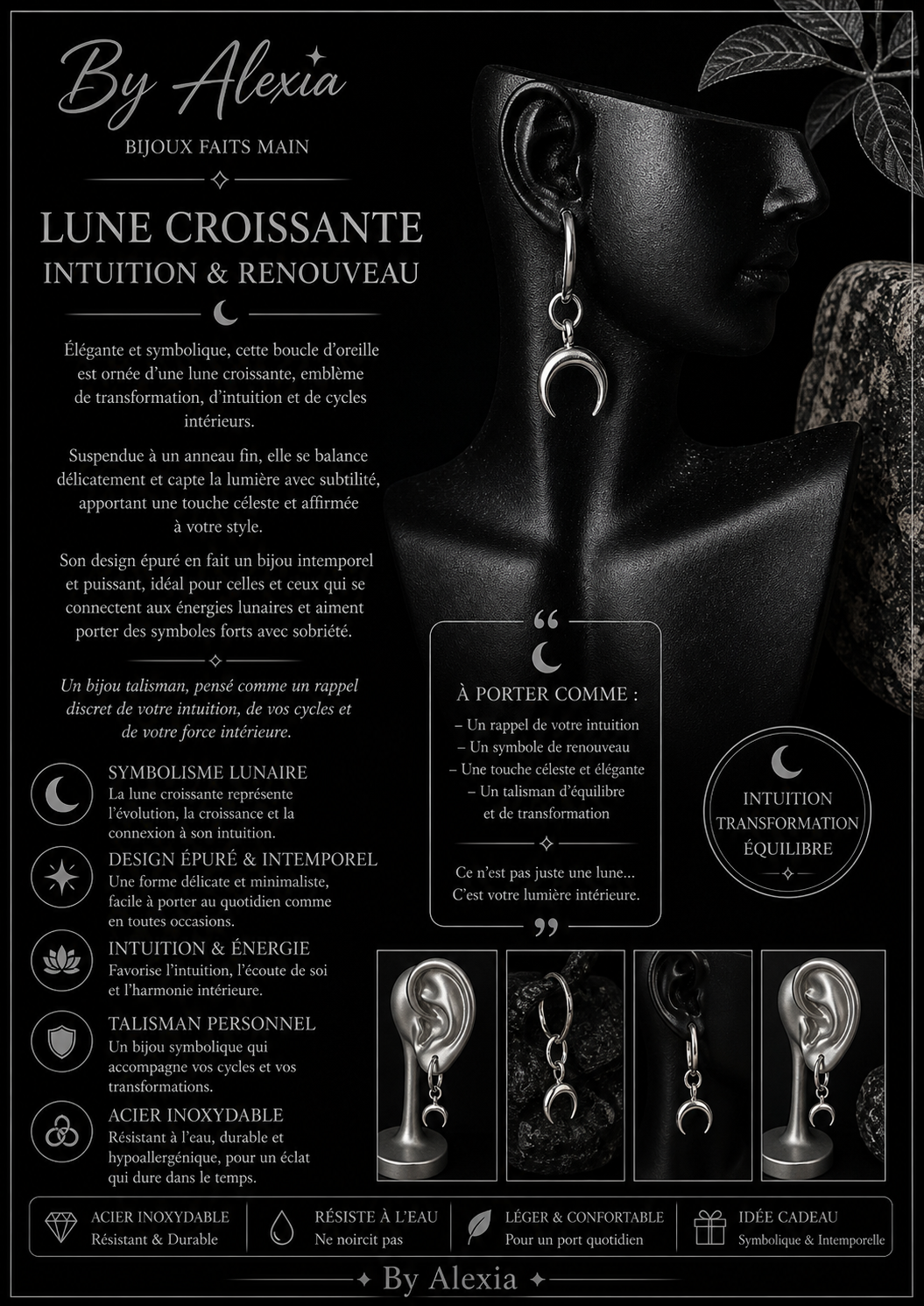 Anneaux « Lune Croissante »  – Intuition & Renouveau 