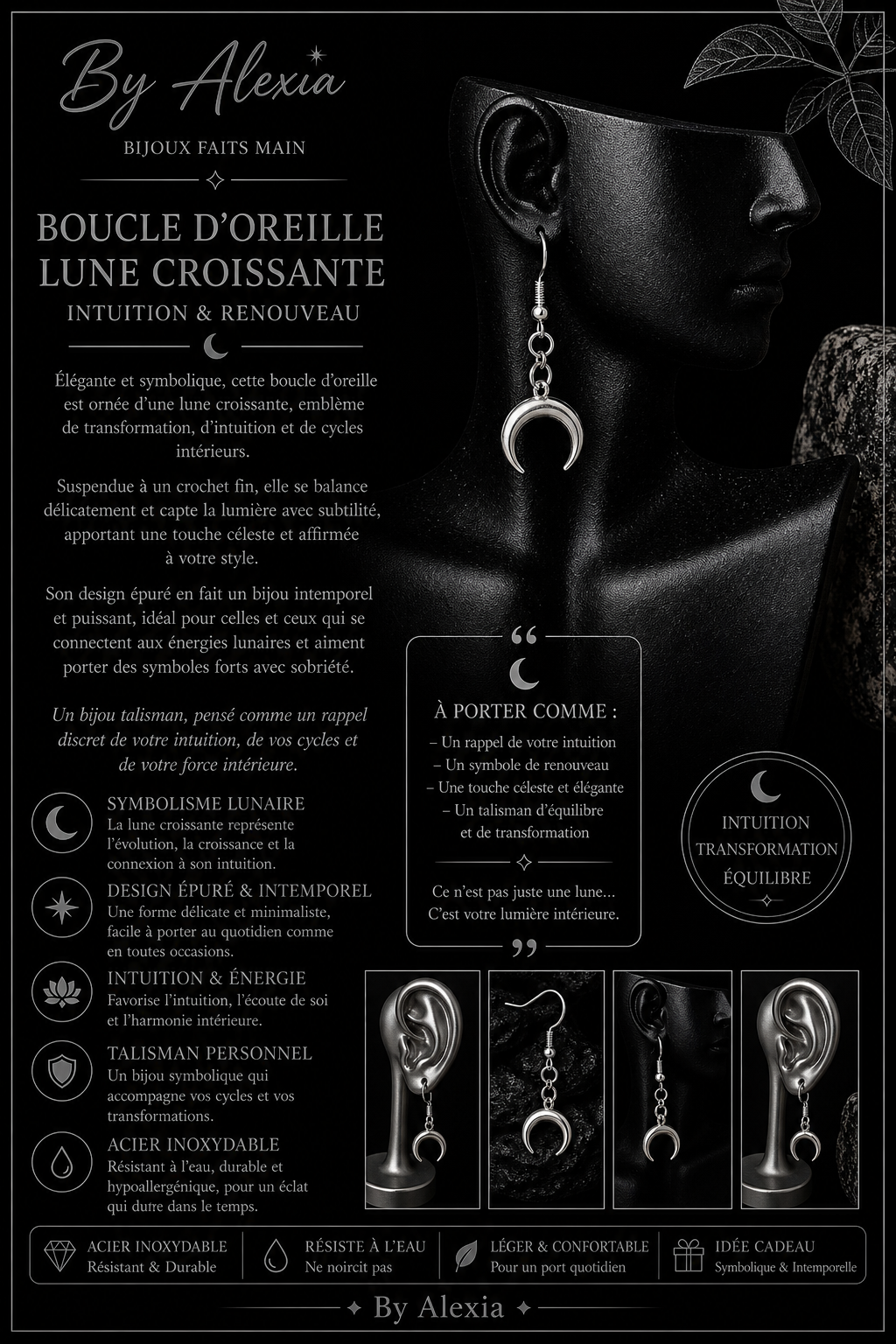 Earrings "Crescent Moon - Intuition & Renewal"
