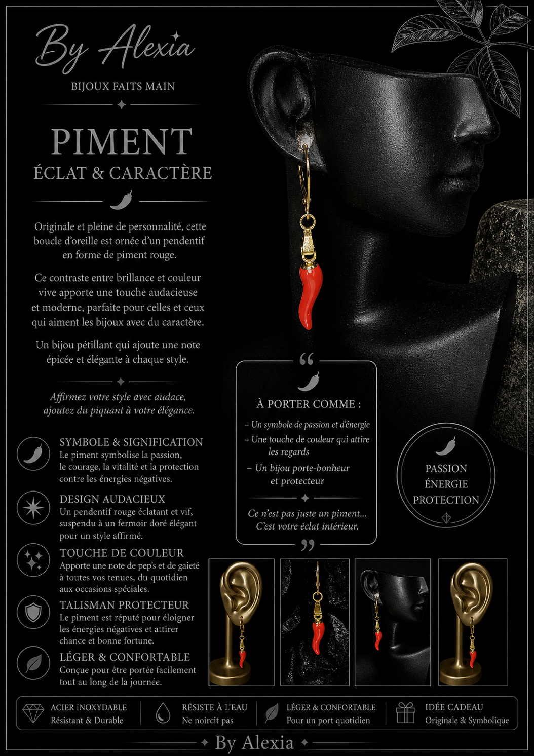 Boucles « Piment – Éclat & Caractère »