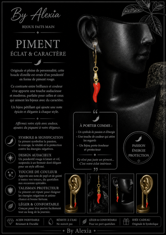Boucles « Piment – Éclat & Caractère »