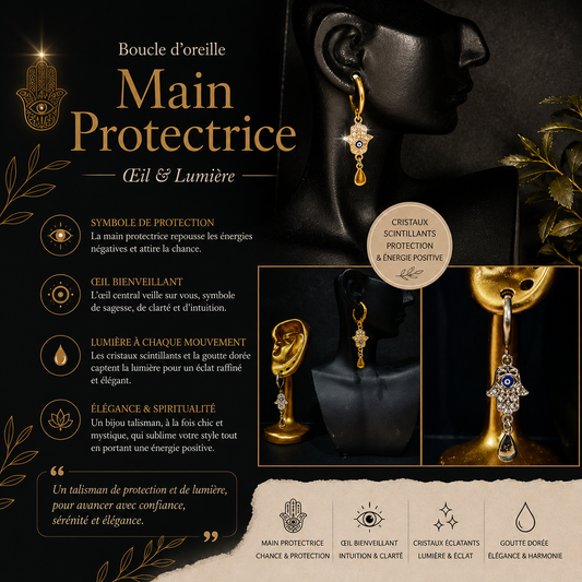 Boucles « Main Protectrice – Œil & Lumière »