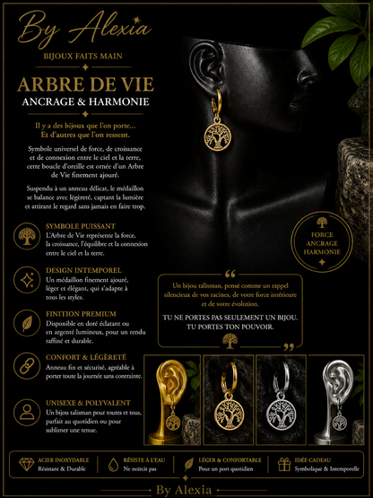 Anneaux argenté « Arbre de Vie – Ancrage & Harmonie »