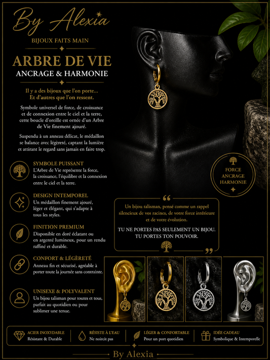 Anneaux argenté « Arbre de Vie – Ancrage & Harmonie »