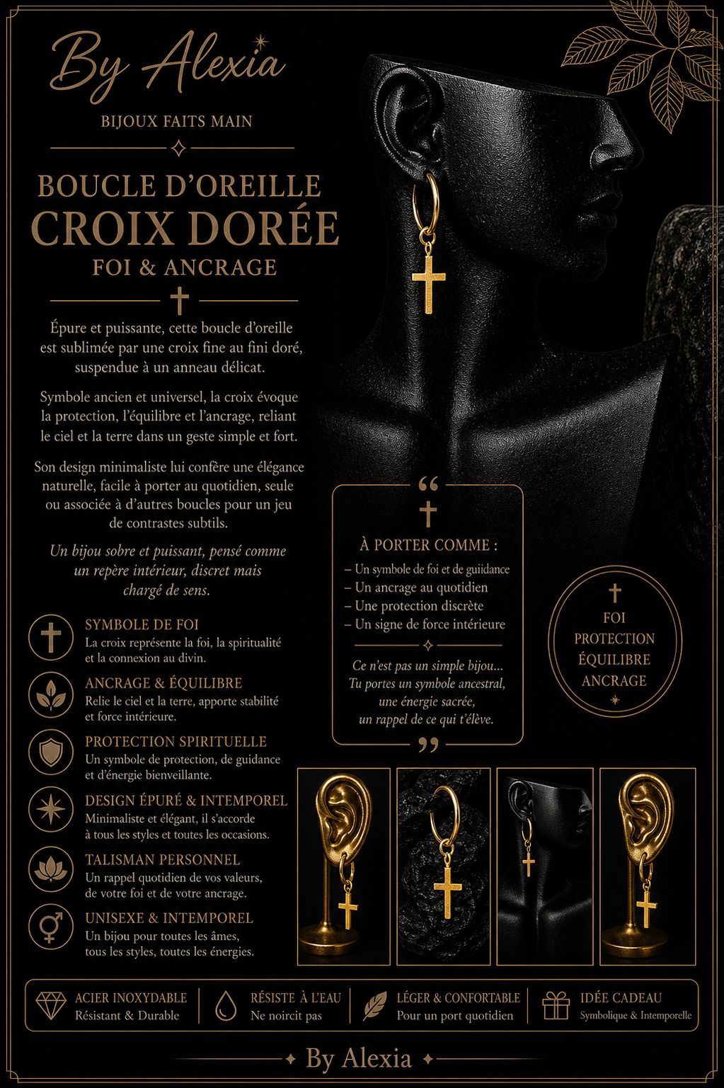 Anneaux Croix « Foi & Ancrage »