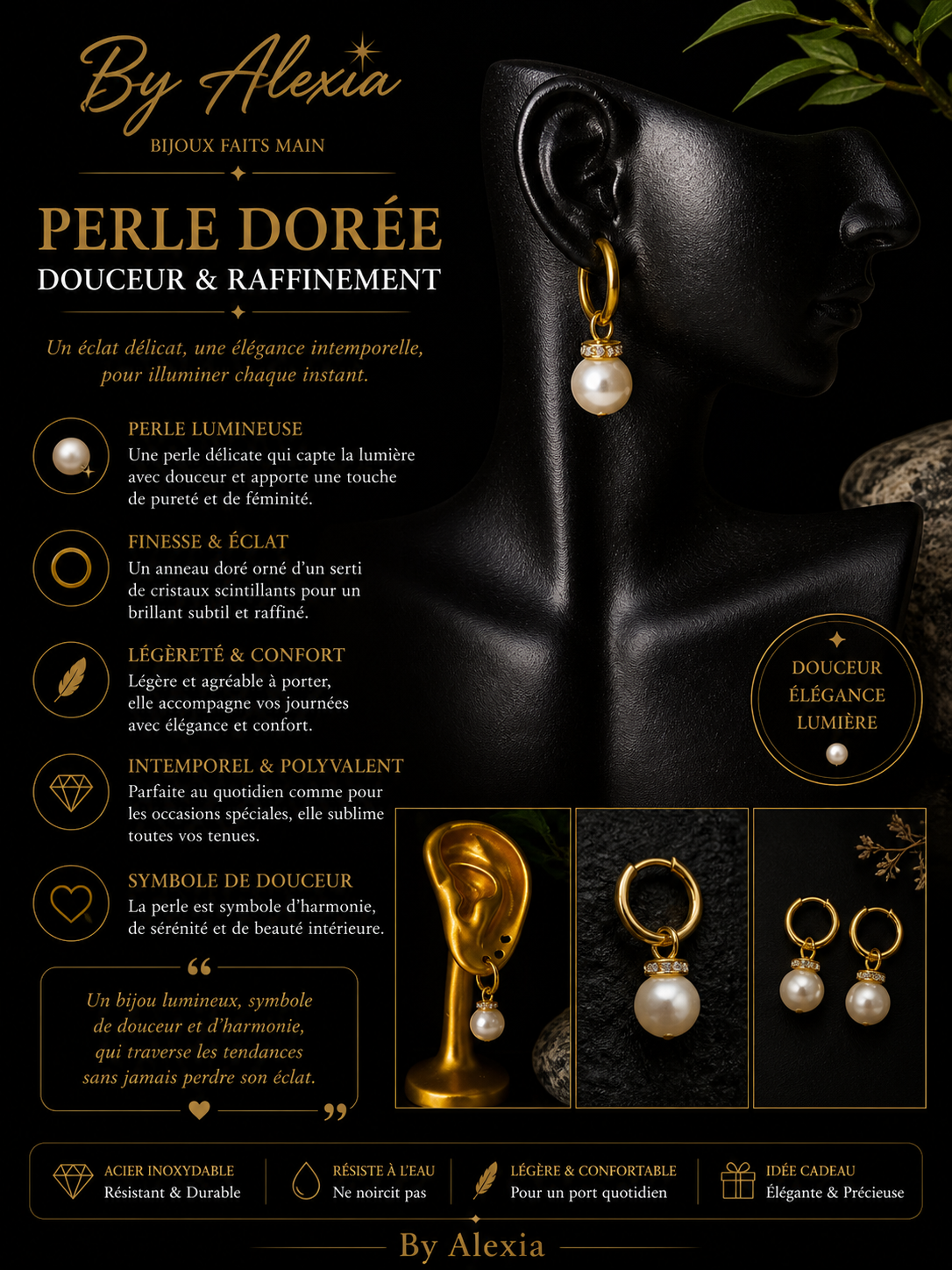Boucles « Perle Dorée – Douceur & Raffinement »