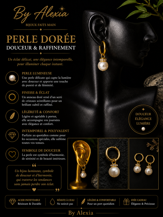 Boucles « Perle Dorée – Douceur & Raffinement »