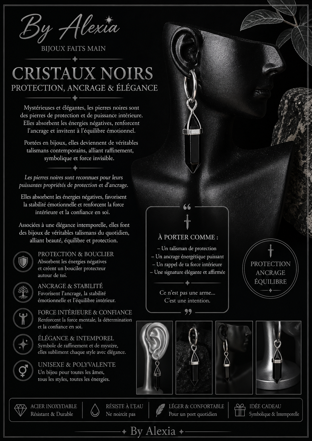 Black crystal earrings: protection, grounding, and elegance