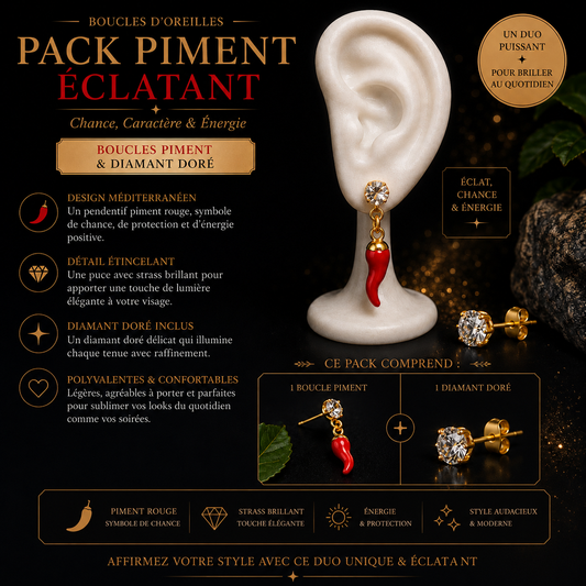 Pack 2 bijoux - Piment Éclatant – Doré ✨