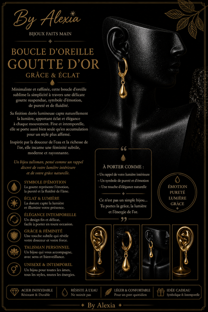 Boucle d’oreille Goutte d’Or – Grâce & Éclat